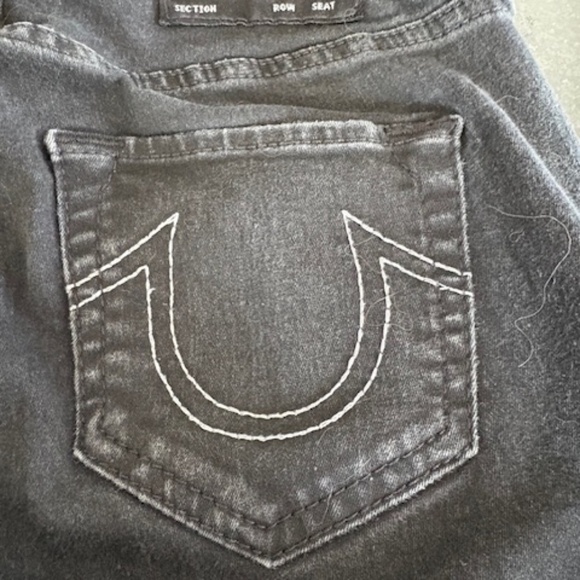 TRUE RELIGION sz 25 Jennie Curvy mid-rise skinny jeans black with silver stripe - Picture 13 of 15